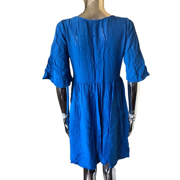 Riviera Sun Blue Embroidered Peasant Dress Size S - Picture 2 of 4